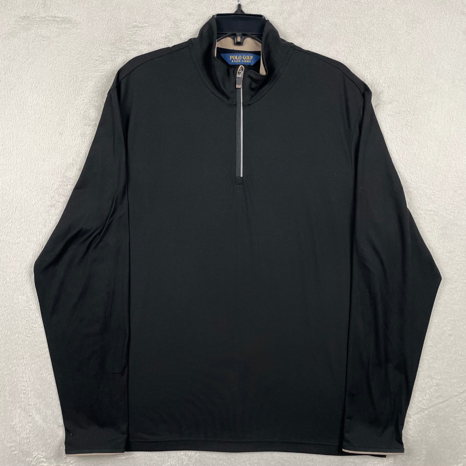 Polo Ralph Lauren Quarter Zip Mens Large Black Reflective Golf Performance Wick